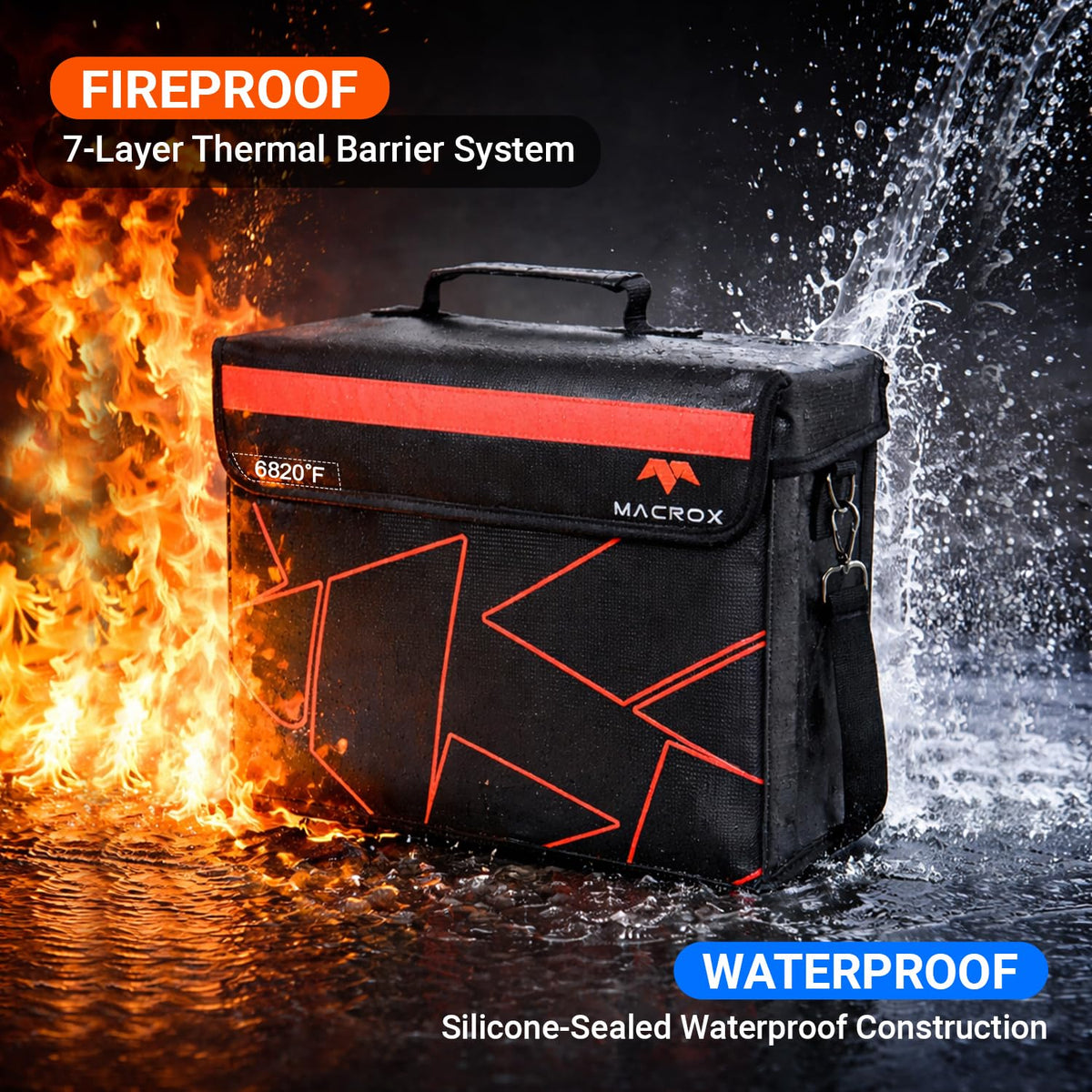 Flypal bag with heat insulation up to 6820°F for enhanced protection.
