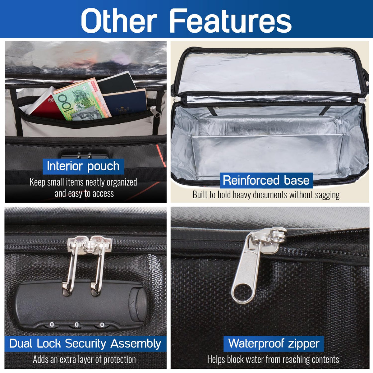 Portable and foldable Flypal fireproof bag ideal for travel and storage.