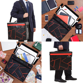 U-shaped zip opening on Flypal bag enables quick access to contents.