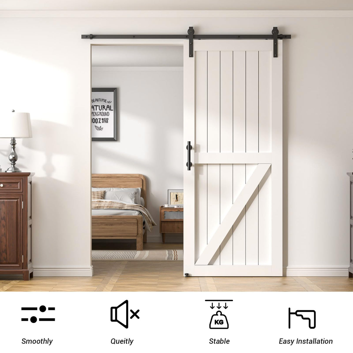 Flyvlieg barn door handle set close-up with ergonomic grip.