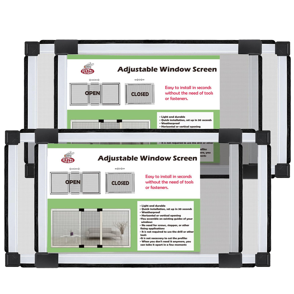 FLYZZZ adjustable window screen 2-pack—easy fit for narrow windows.