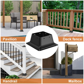 FMhotu black post base decorative finish adds durability for decks.