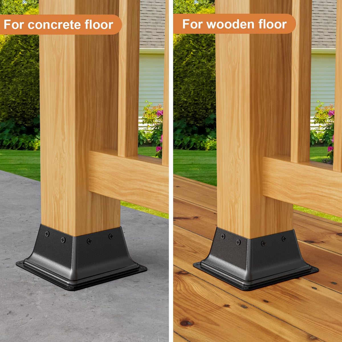 FMhotu post base top holes allow quick, secure mounting.