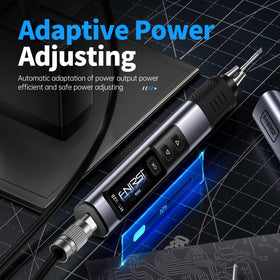 FNIRSI HS02A 100W charger powers the iron for immediate use.