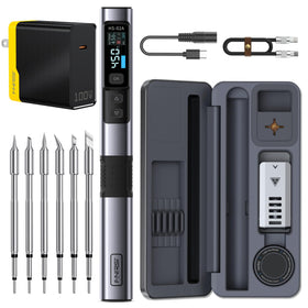 FNIRSI HS02A corded soldering iron for precise electronics work on PCBs.