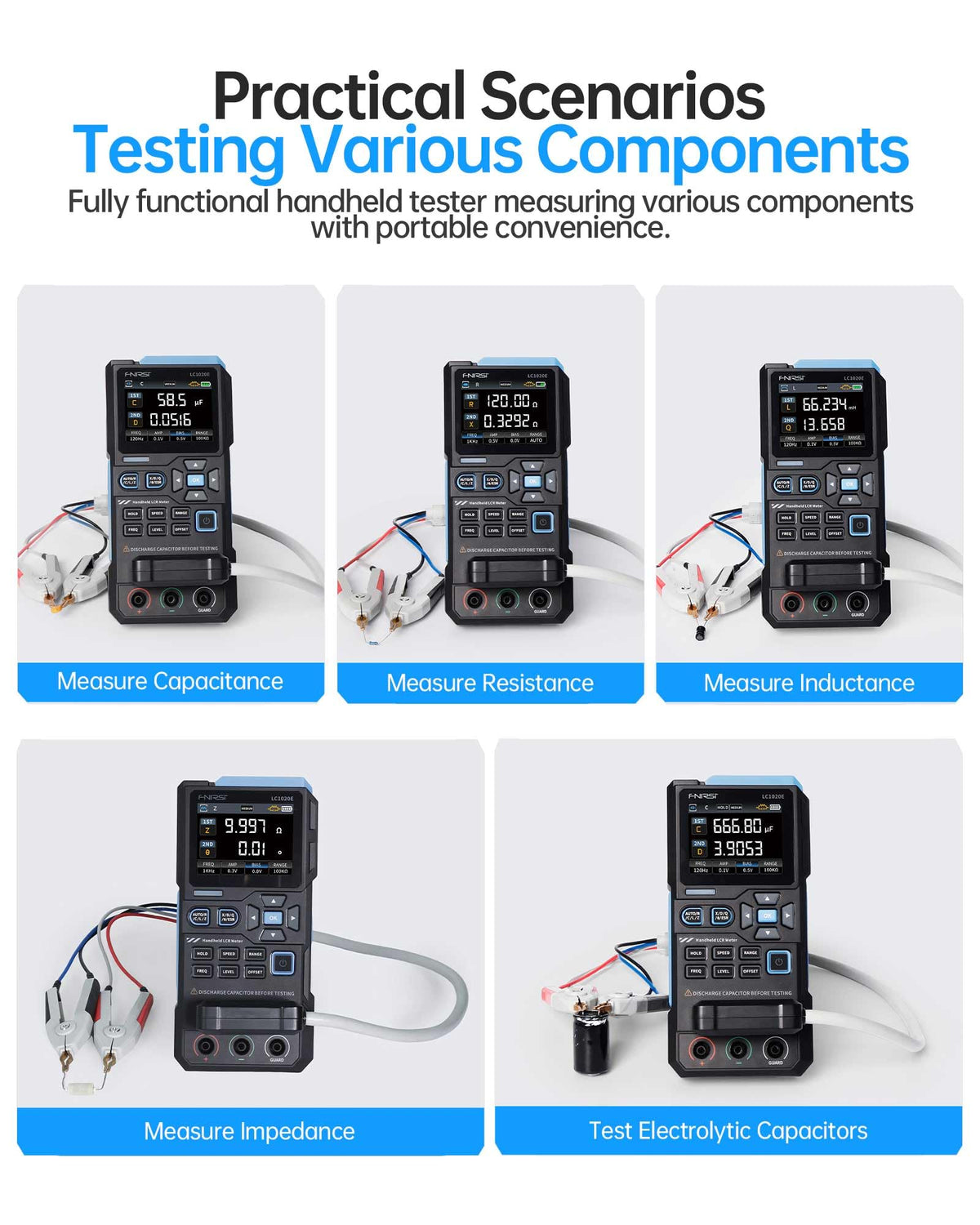 FNIRSI LC1020E battery-powered portability enables on-site measurements.