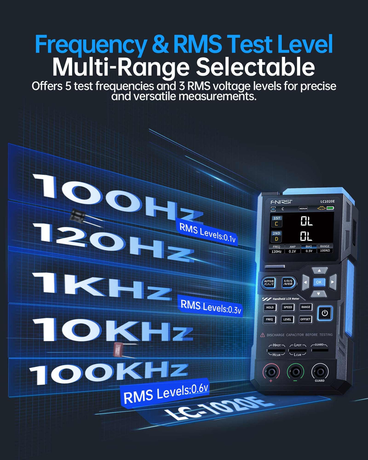 FNIRSI LC1020E smart sorting highlights component tolerance with alerts.