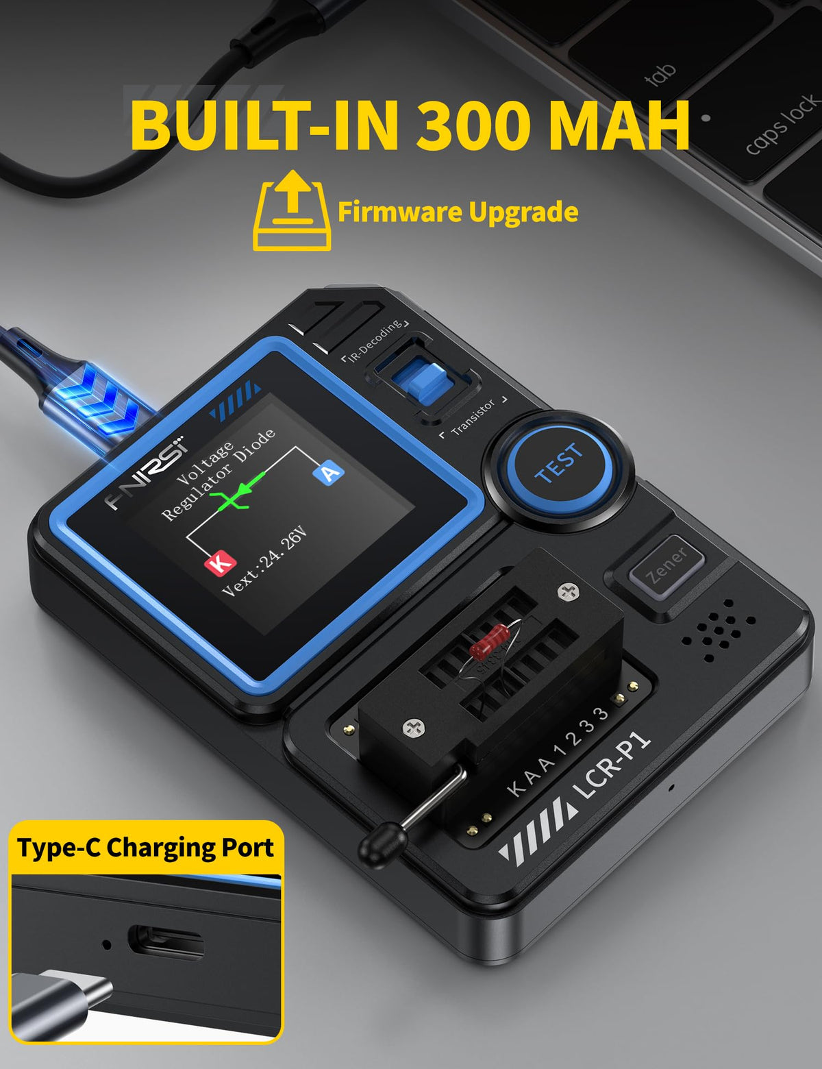 FNIRSI LCR-P1 intelligent pin identification speeds setup