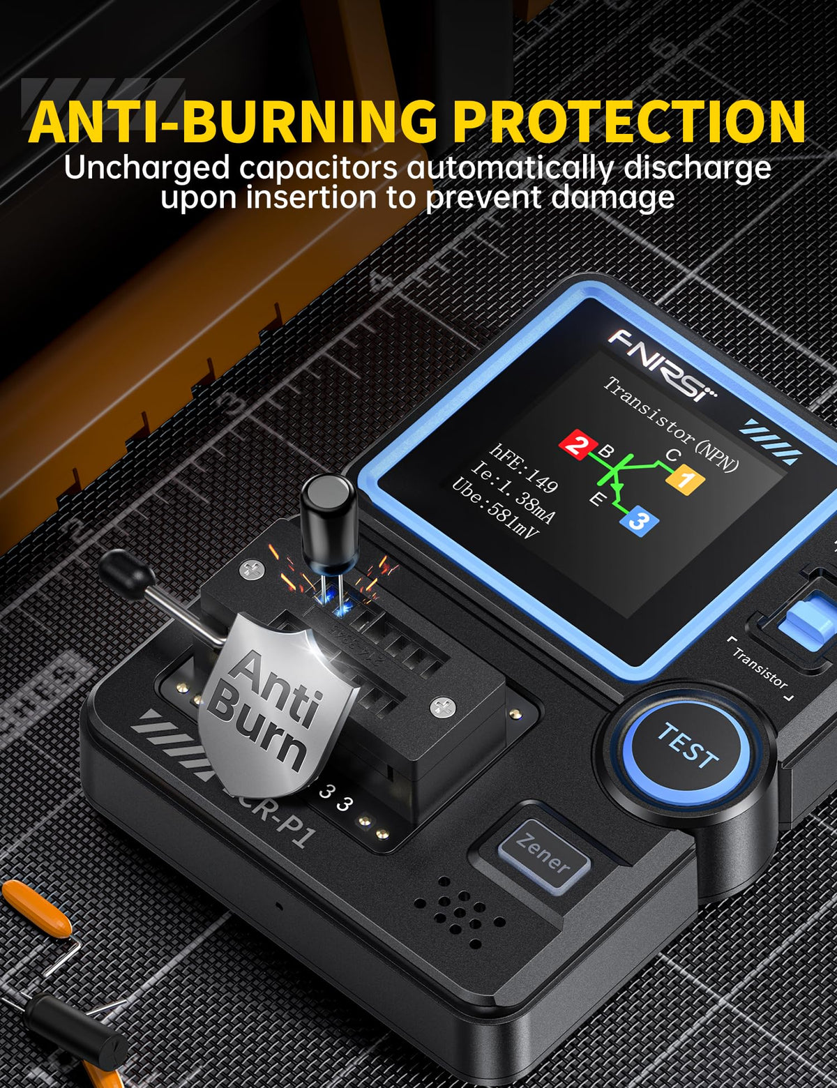 FNIRSI LCR-P1 replaceable patch seat enables testing of tiny and large components