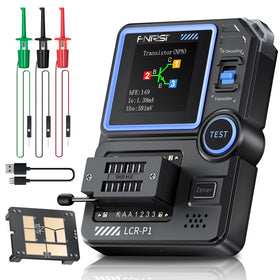 FNIRSI LCR-P1 transistor tester front view for portable field use