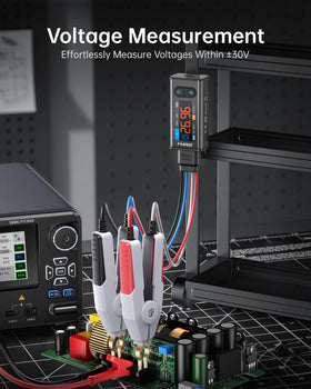 FNIRSI LCR-ST2 Kelvin clips ensure accurate lead contact