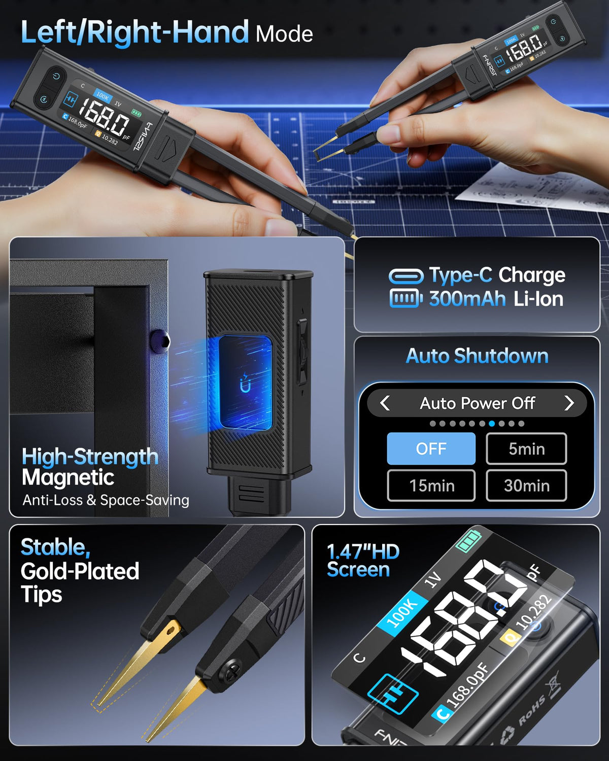 FNIRSI LCR-ST2 portable kit includes probes and a storage pouch