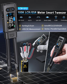 FNIRSI LCR-ST2 tests SMD and through-hole parts in one compact unit