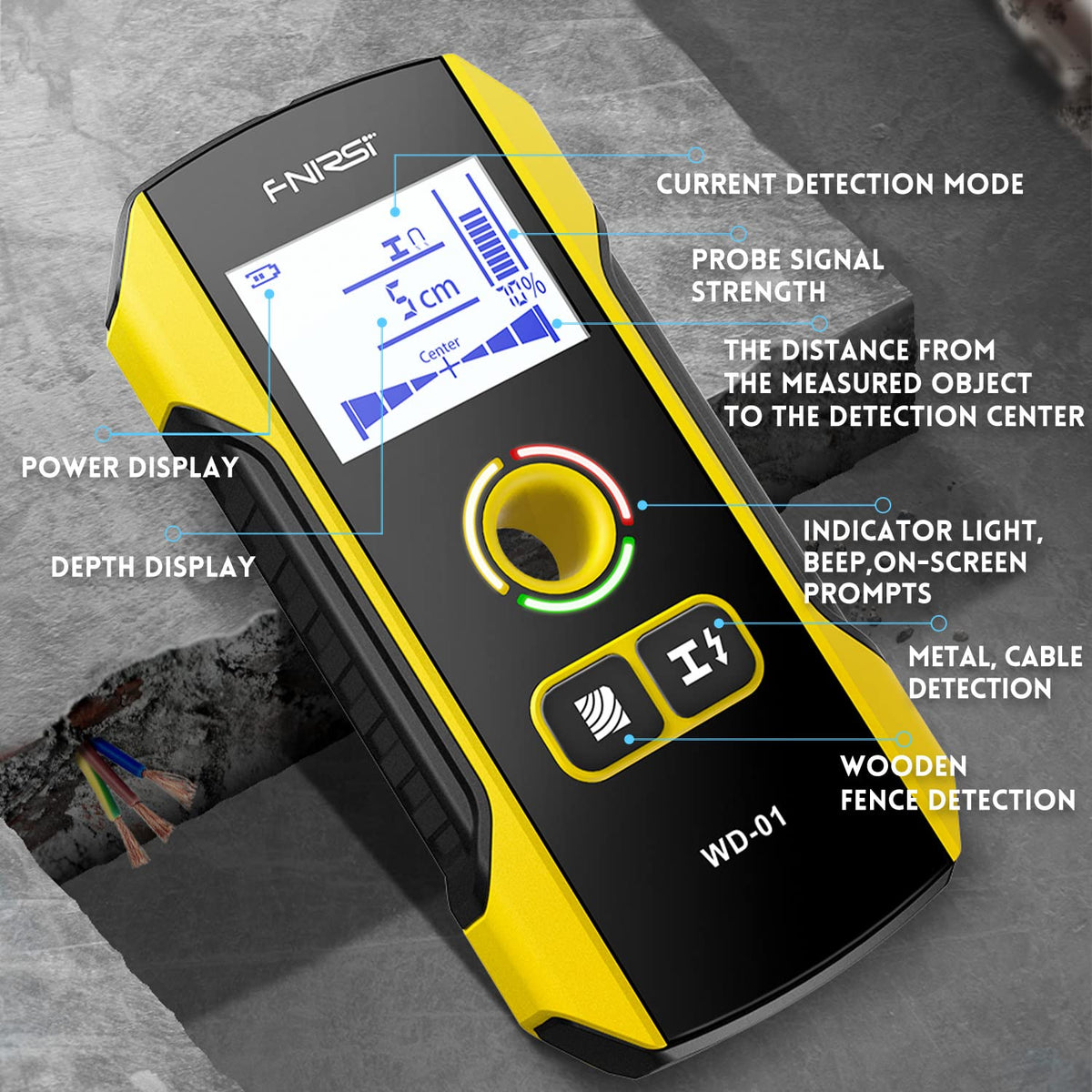 FNIRSI stud finder digital LCD display provides precise readouts for confident locating