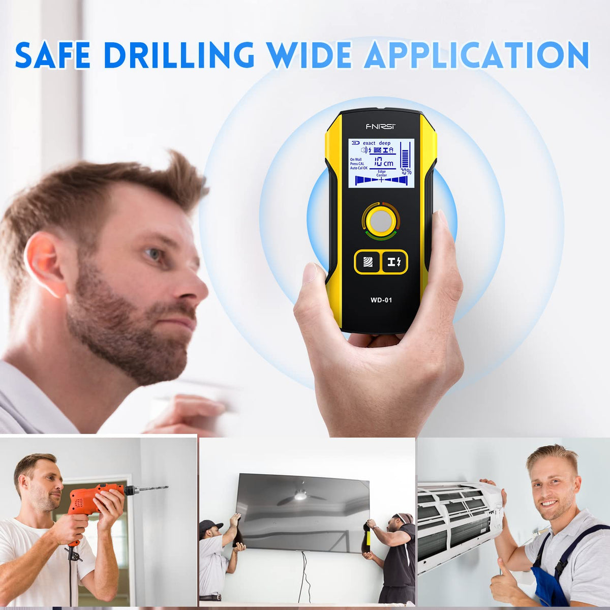 FNIRSI stud finder AC live wire detection helps avoid hidden electrical lines during projects