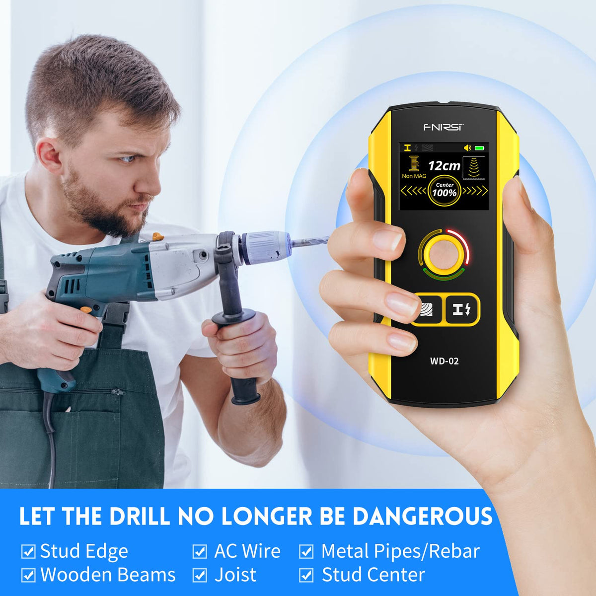 FNIRSI WD-02 auto calibration enables easy one-step wall scanning setup