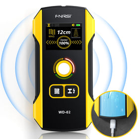 FNIRSI WD-02 LCD display shows precise stud location for quick, secure installation