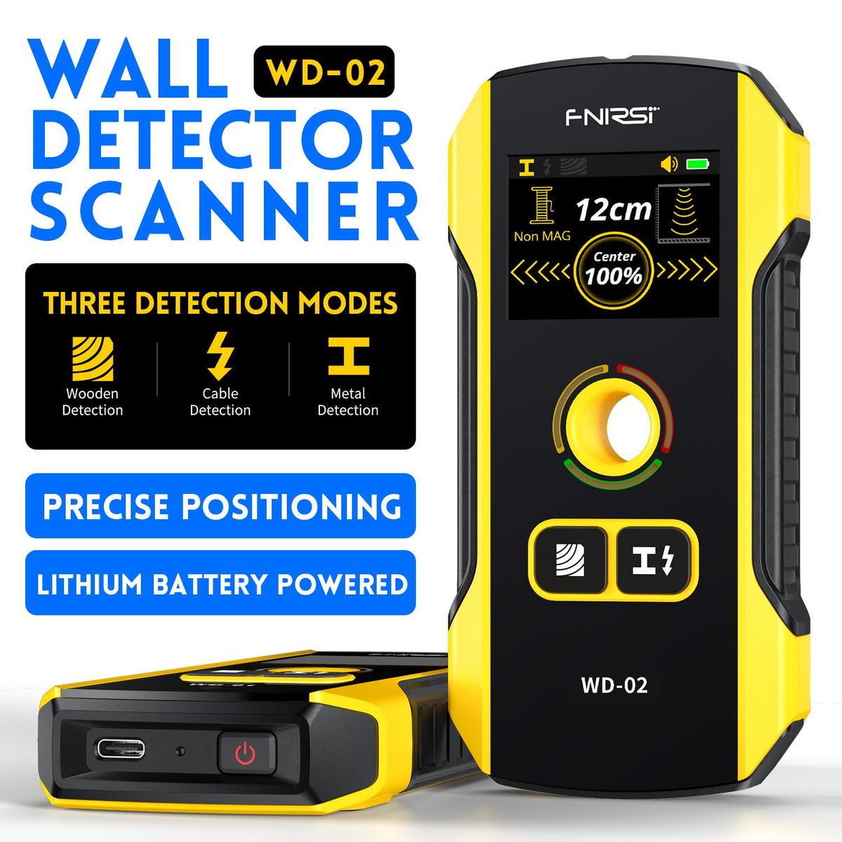 FNIRSI WD-02 positioning hole marks stud edges and center for precise framing