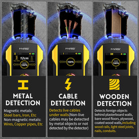 FNIRSI WD-02 stud detection highlights wood stud location for shelving and mounting