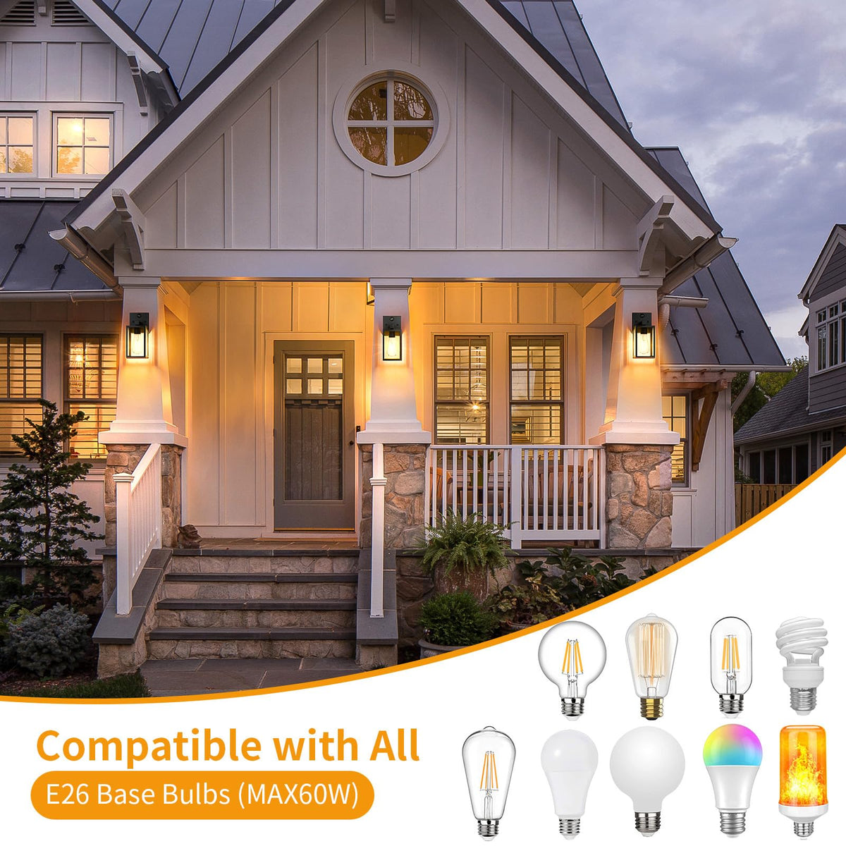 FNYUSLET E26-base compatible bulbs allow customizable warm or cool ambience.
