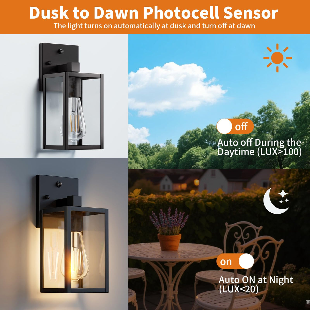 FNYUSLET outdoor wall sconce weatherproof black for year-round entryway lighting