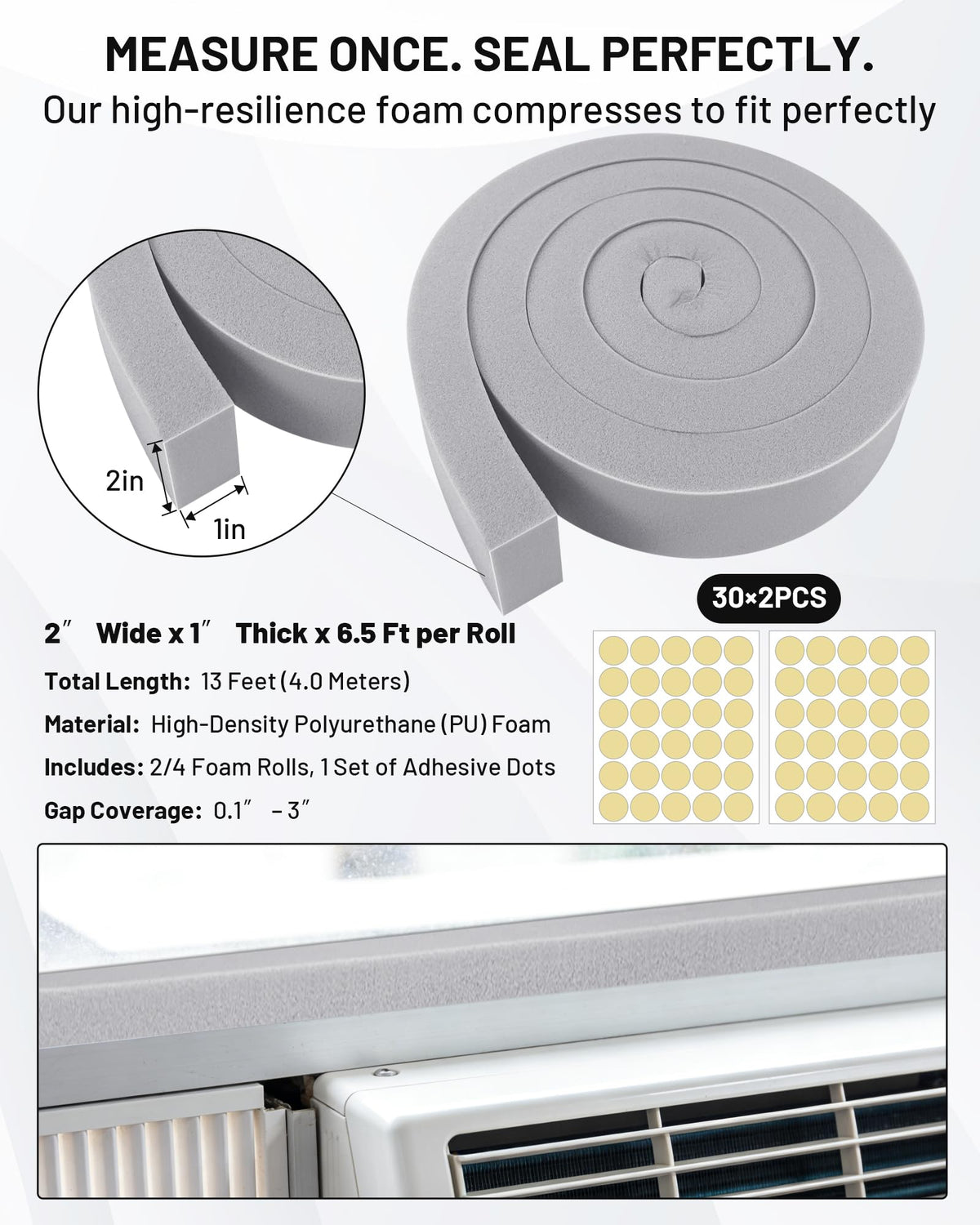 Foamagic adhesive foam tape two-roll pack for easy weather stripping