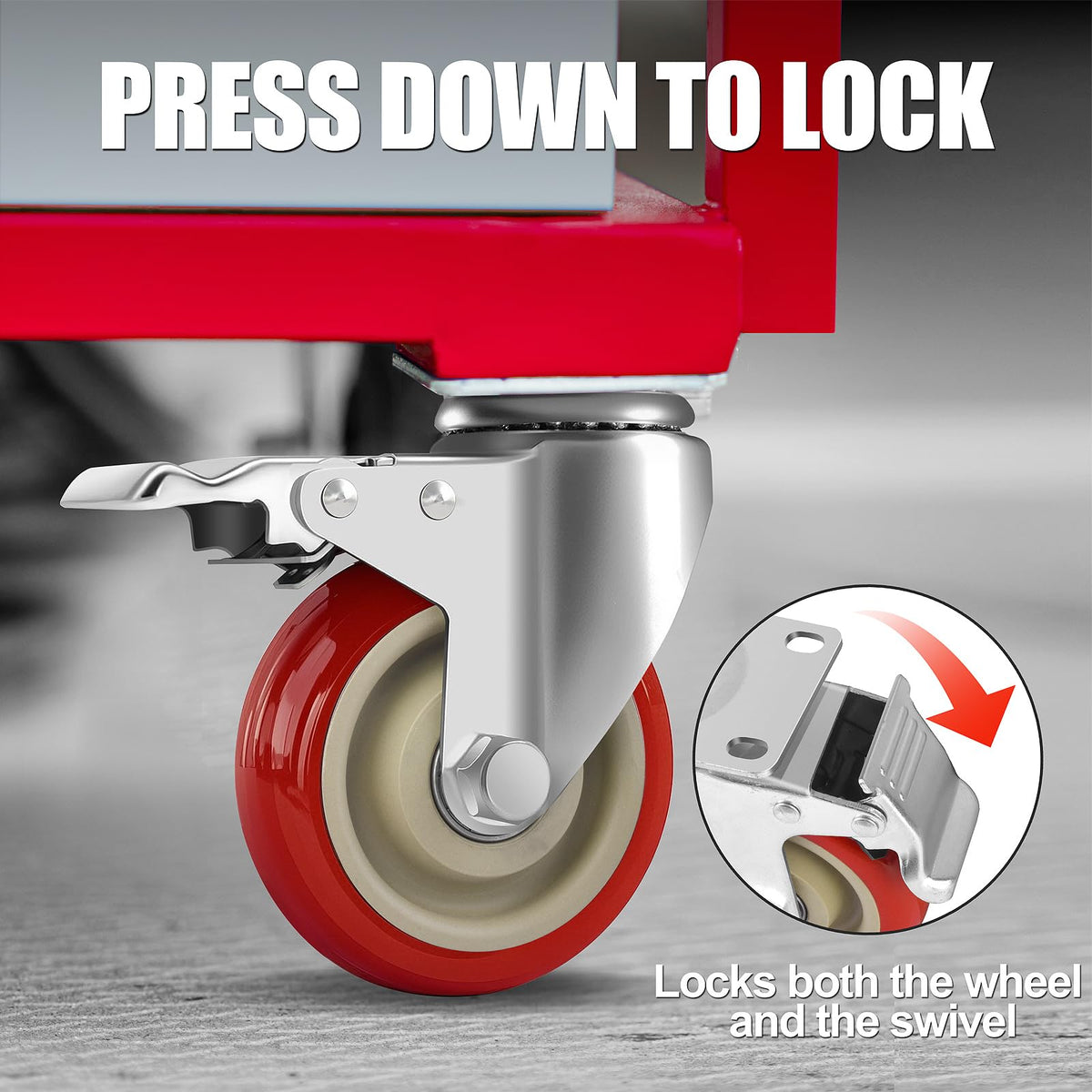 FOCBUGU heavy-duty caster installed on furniture in workshop