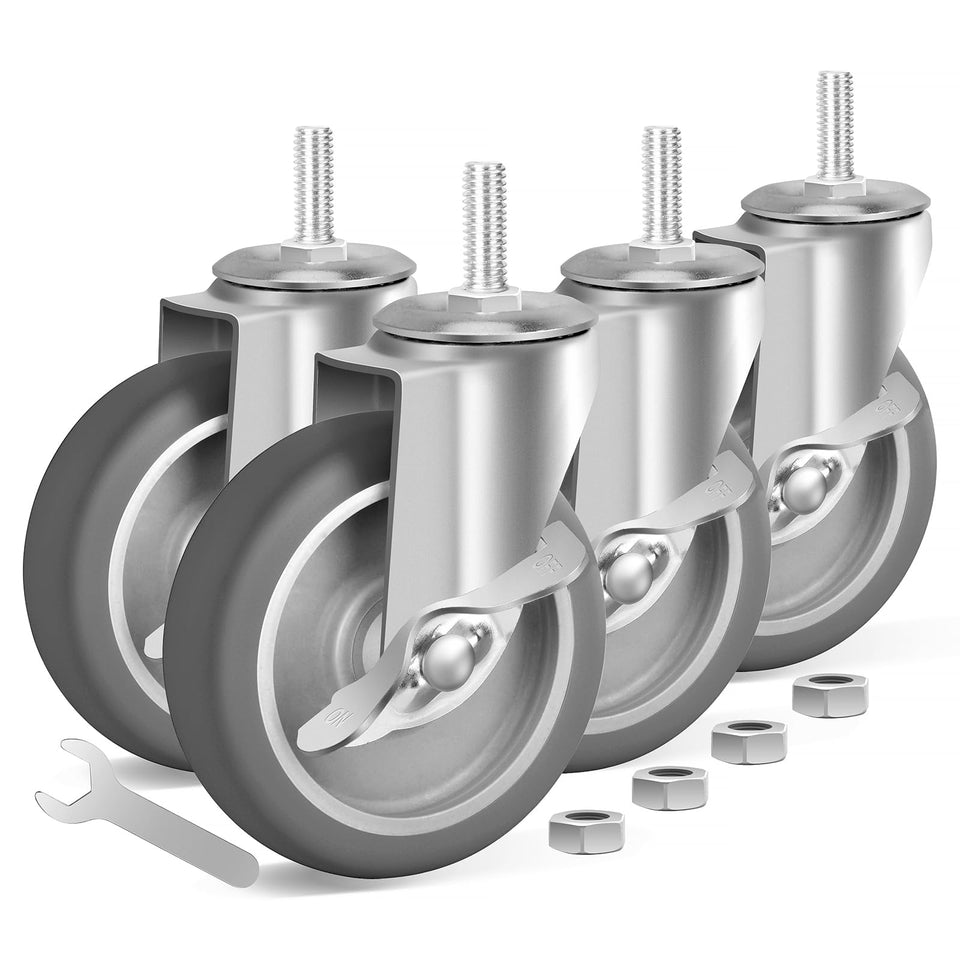 FOCBUGU 4-inch caster wheel with brake, side view, smooth transportation.