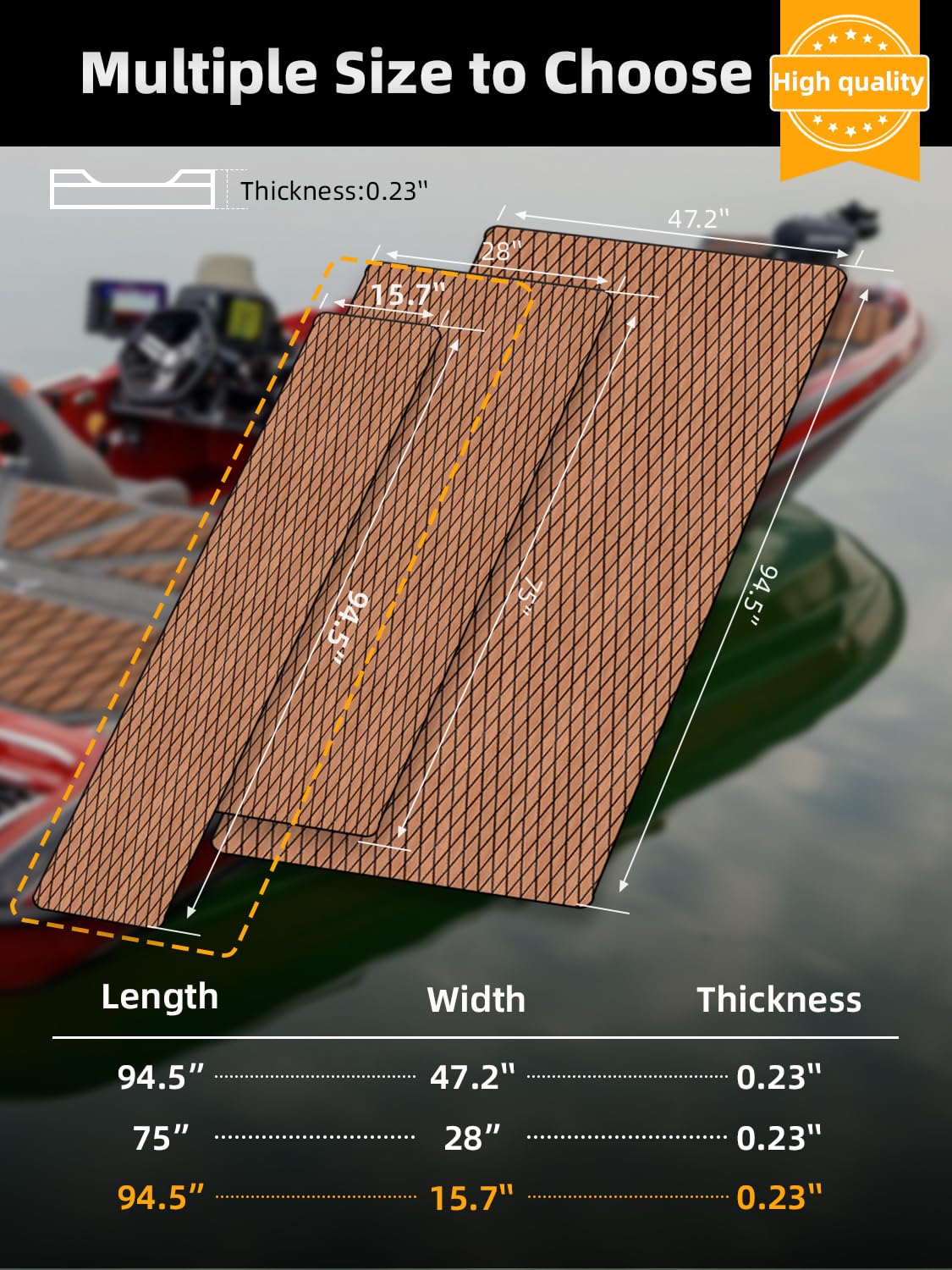 FOCEAN boat flooring stays cool and resists heat buildup in sun