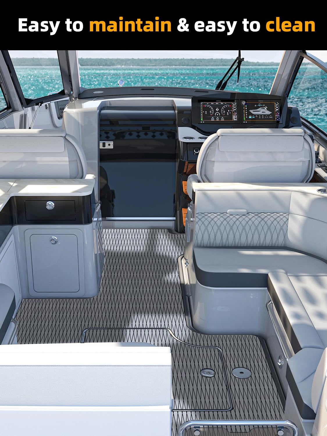 FOCEAN On motorboat deck showing reliable anti-slip performance.
