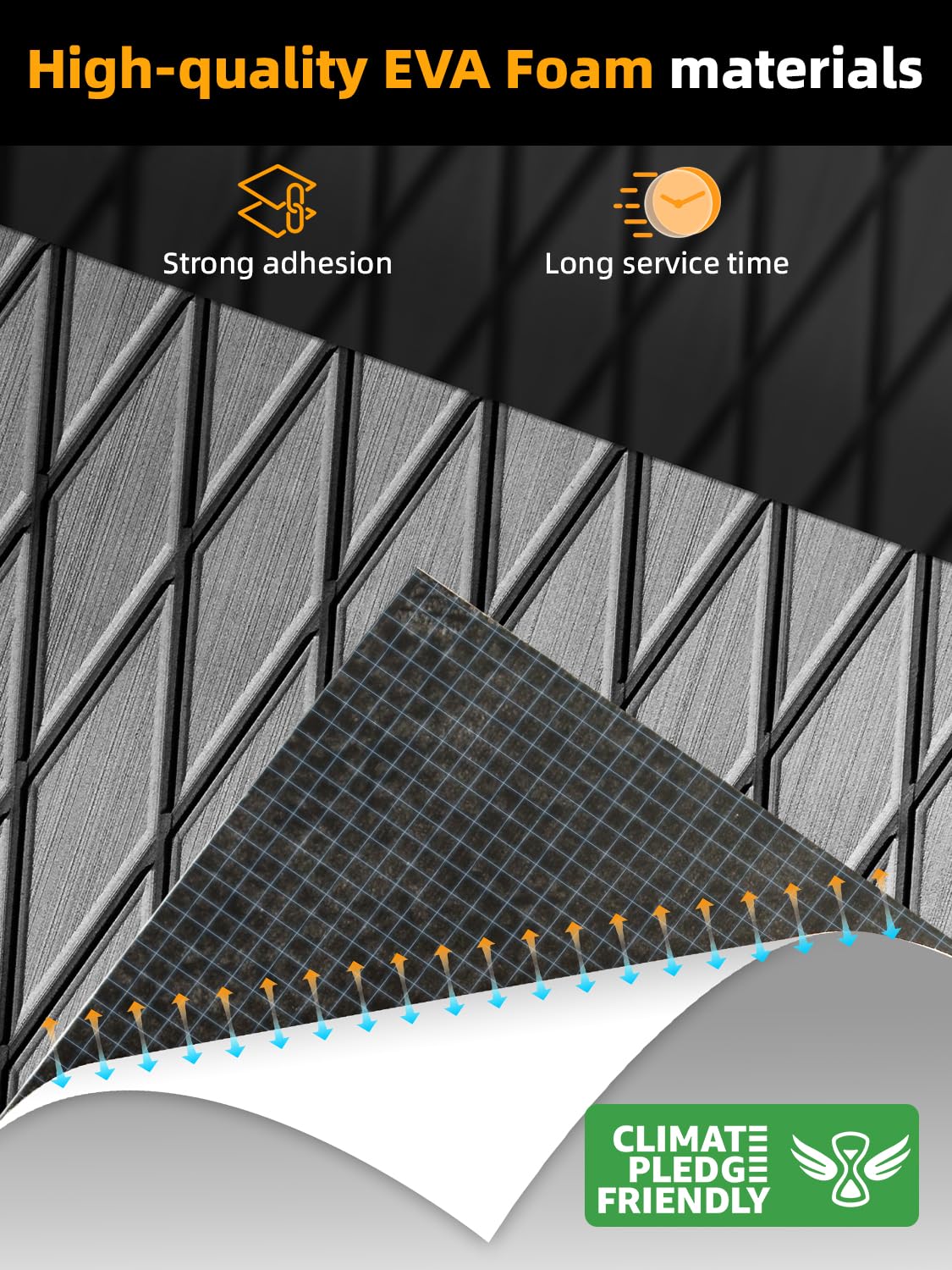FOCEAN Boat Flooring self-adhesive back enables quick DIY application.