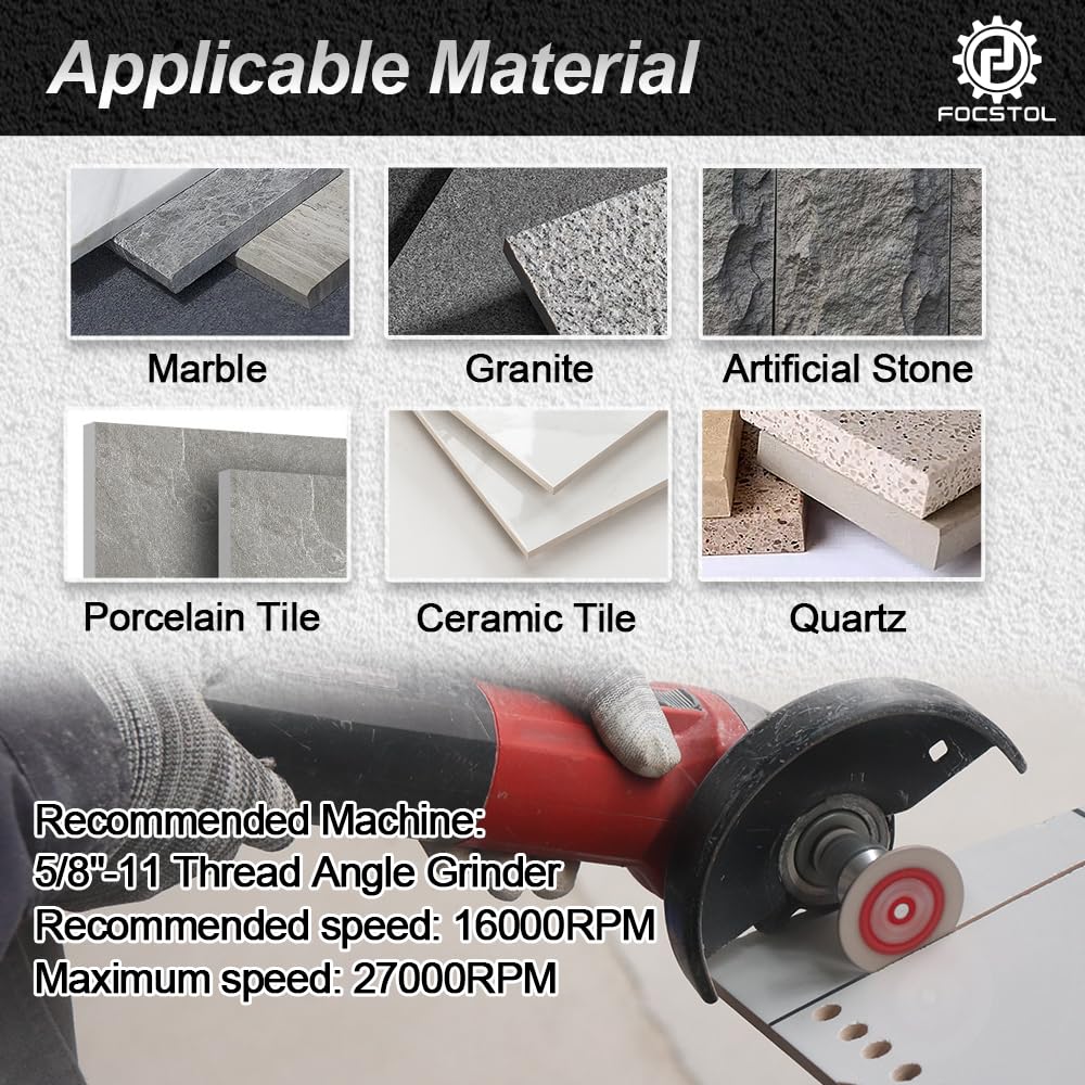 FOCSTOL engraving-capable blade in action on stone surfaces.