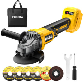 Fogera cordless angle grinder at 11,000 RPM for fast metal grinding.