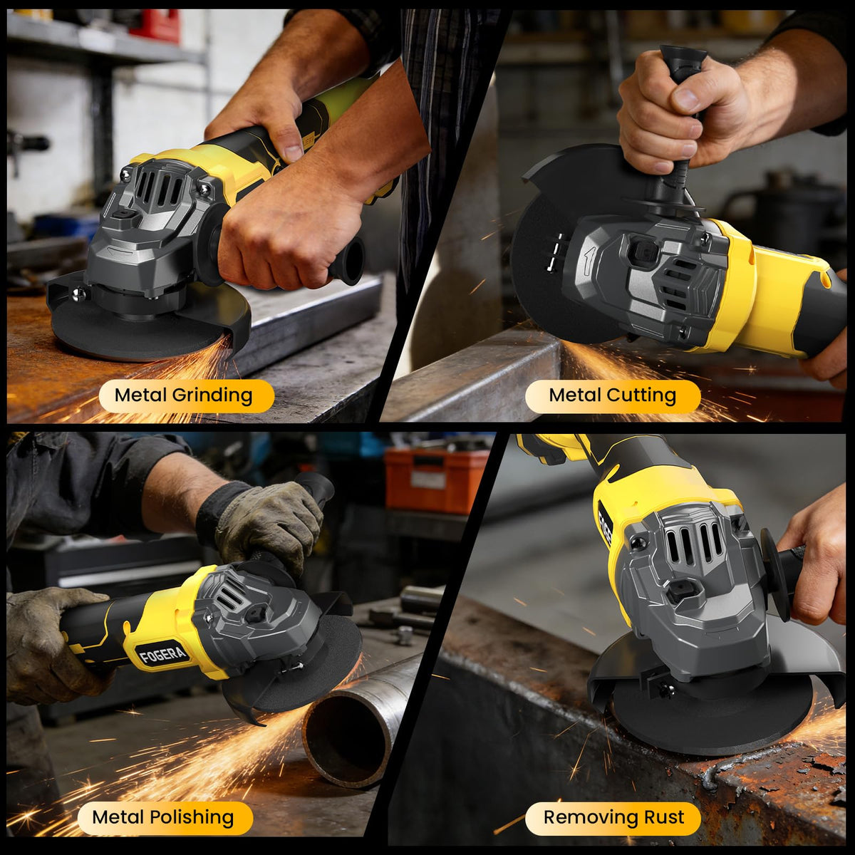 Fogera cordless grinder on a jobsite enabling flexible, cord-free use.
