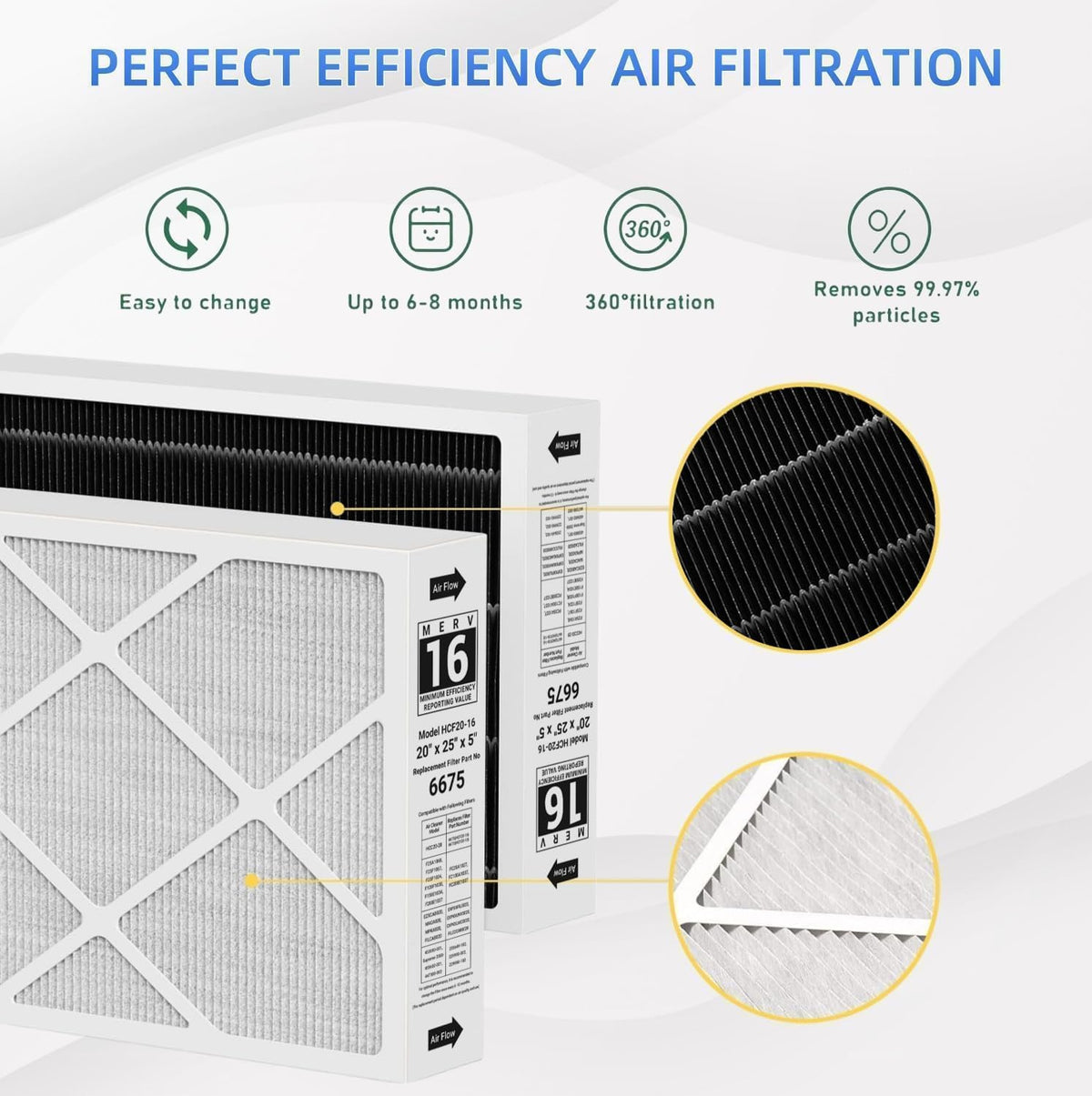 Filter installed in furnace 20x25x5 slot for easy replacement