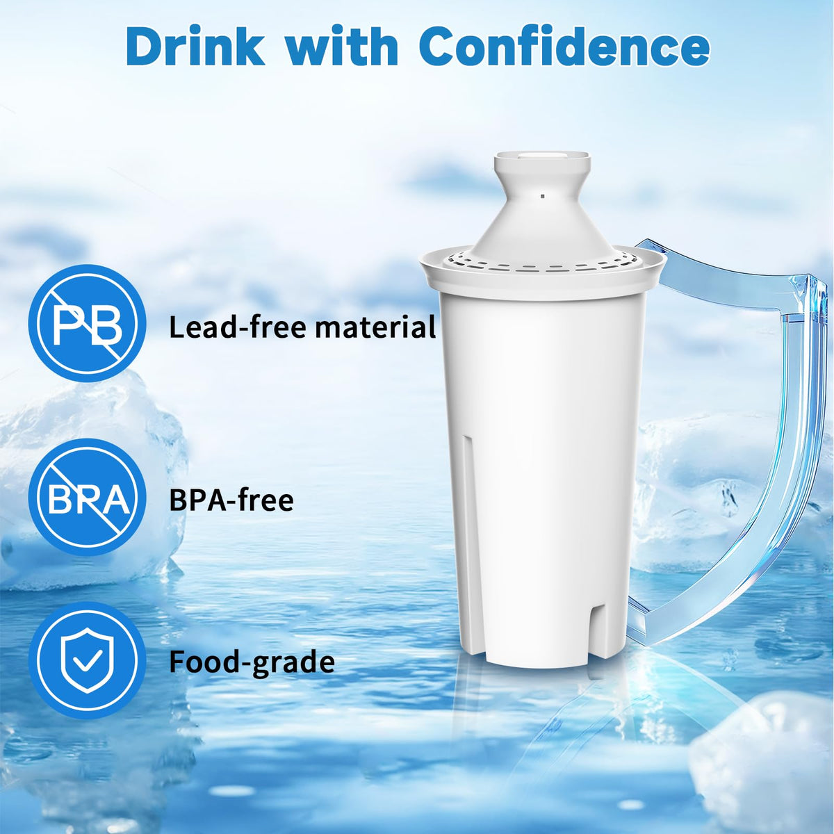 FOIRCEADAL compatible with Brita pitchers and dispensers in a direct replacement