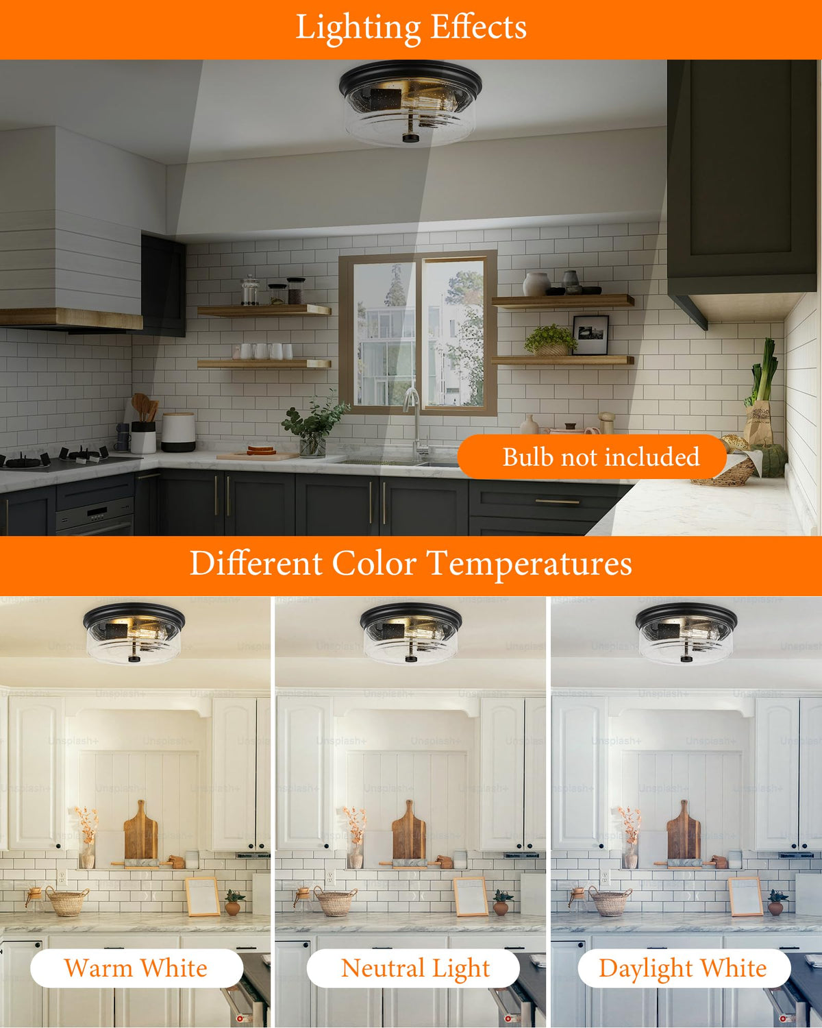 FOITTON flush mount fits low ceilings with space-saving design.