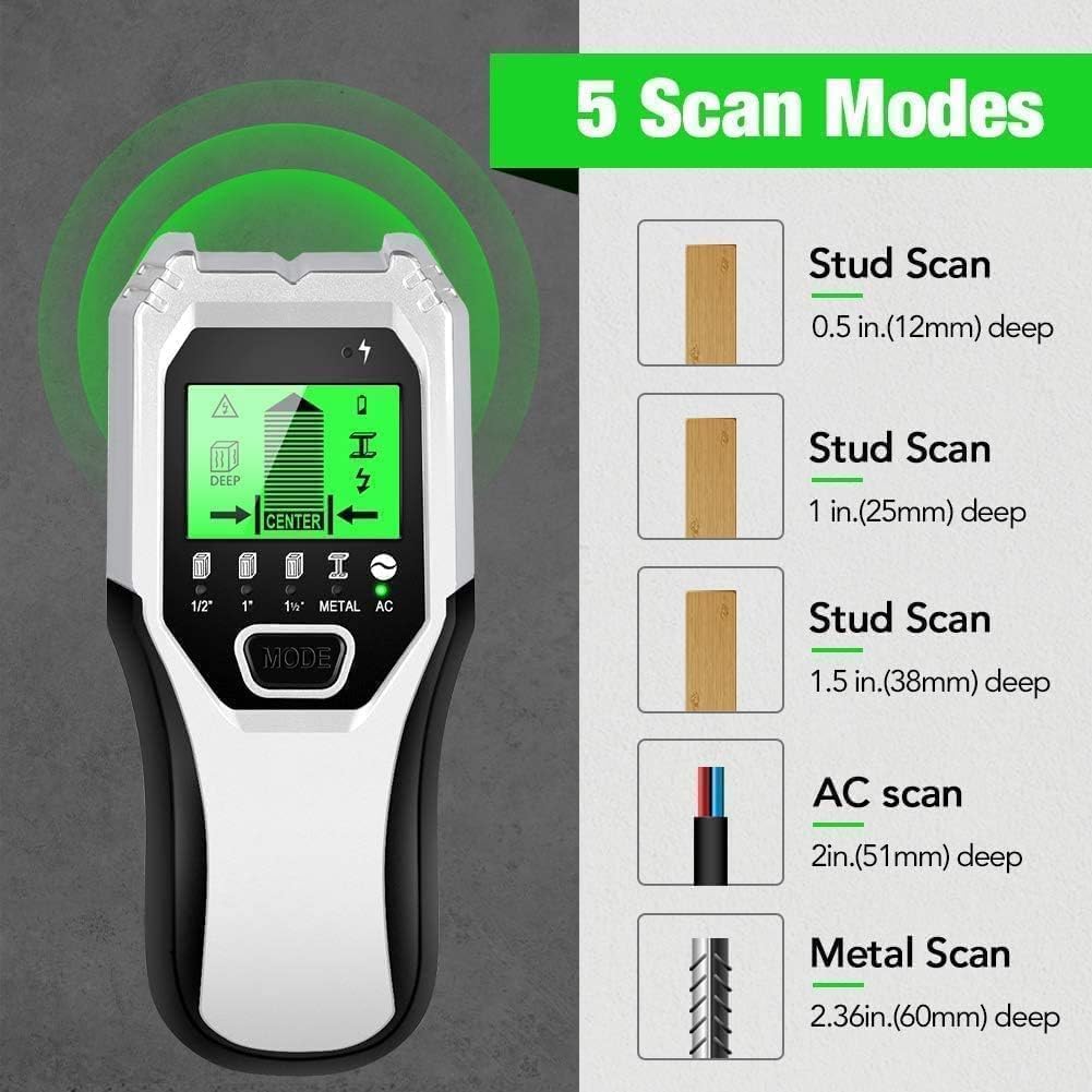FOLAI depth modes reveal drywall, wood, and metal depths for accurate placement