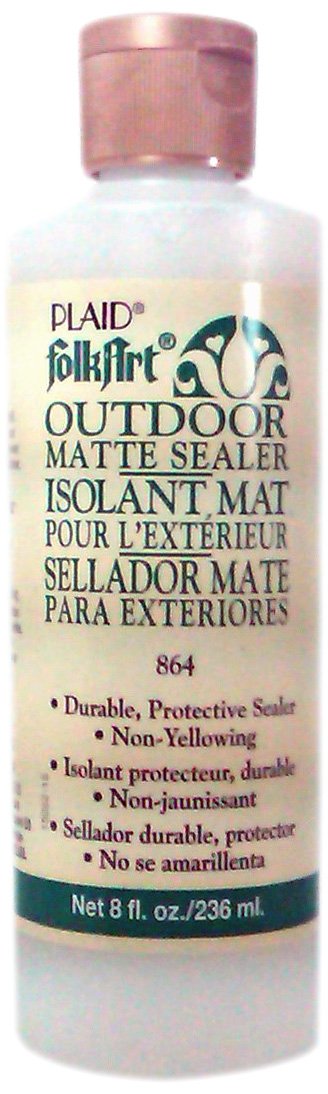 FolkArt Matte Outdoor Sealer 8 oz bottle protects painted surfaces with a clear, durable matte finish.