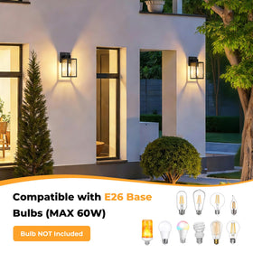 FOLKSMATE 2-pack outdoor wall lights packaging highlights versatile mounting options