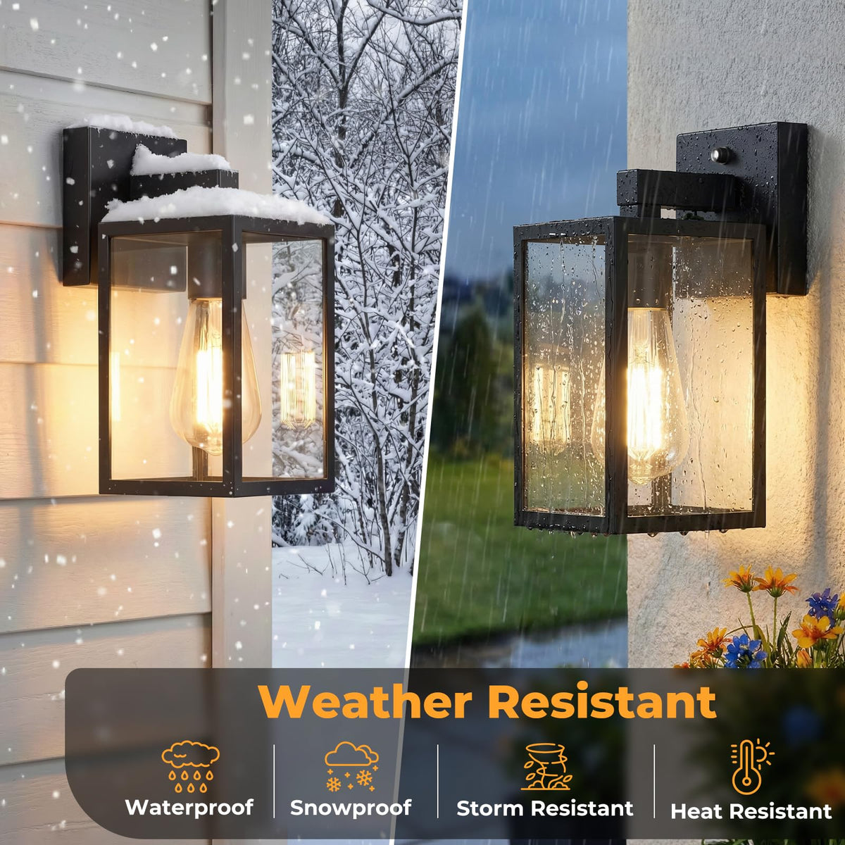 FOLKSMATE dusk-to-dawn outdoor wall light back view shows weather-ready housing