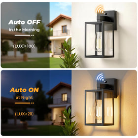 FOLKSMATE dusk-to-dawn outdoor wall light side view with hands-free dusk sensing