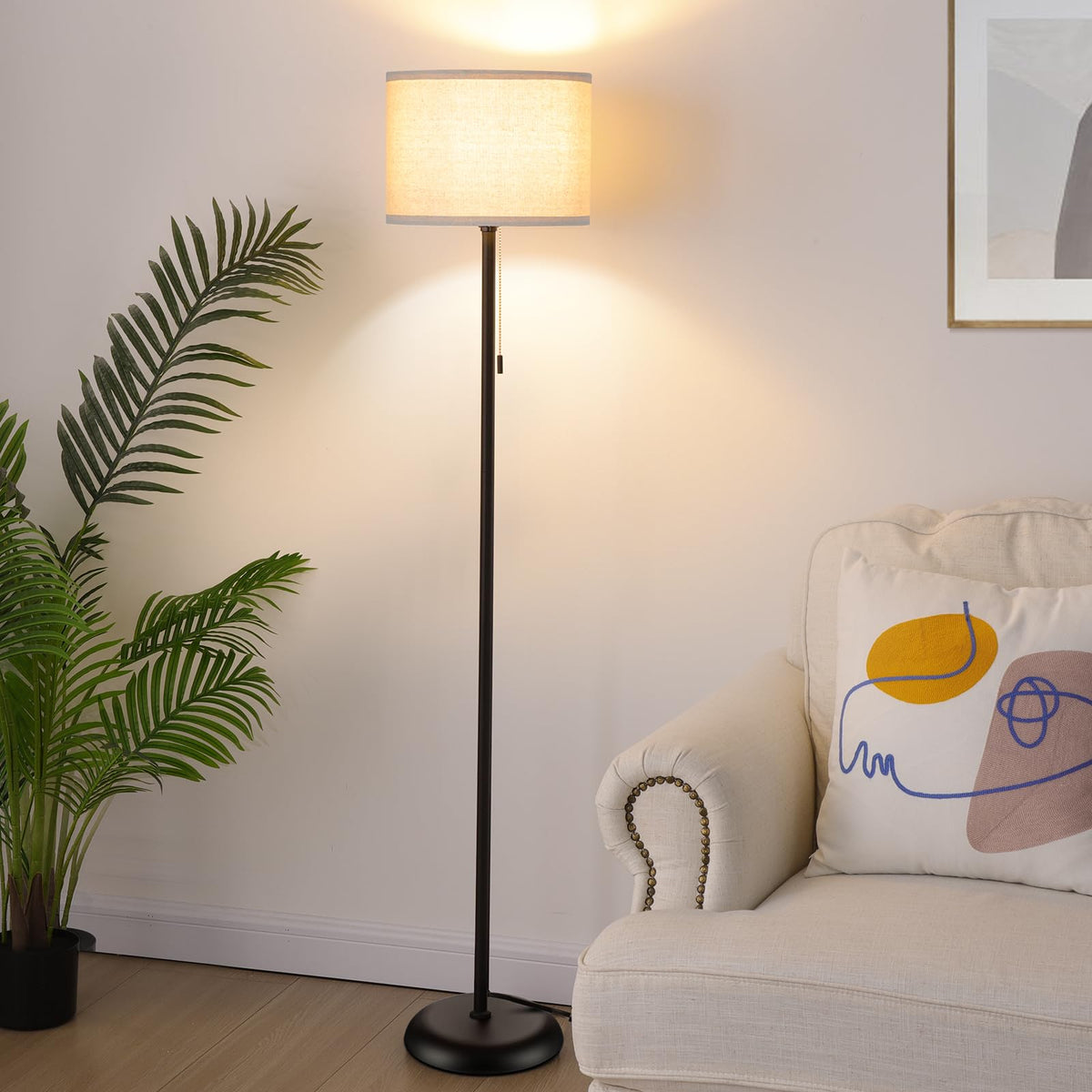 FOLKSMATE pull chain control for easy on/off from seating areas
