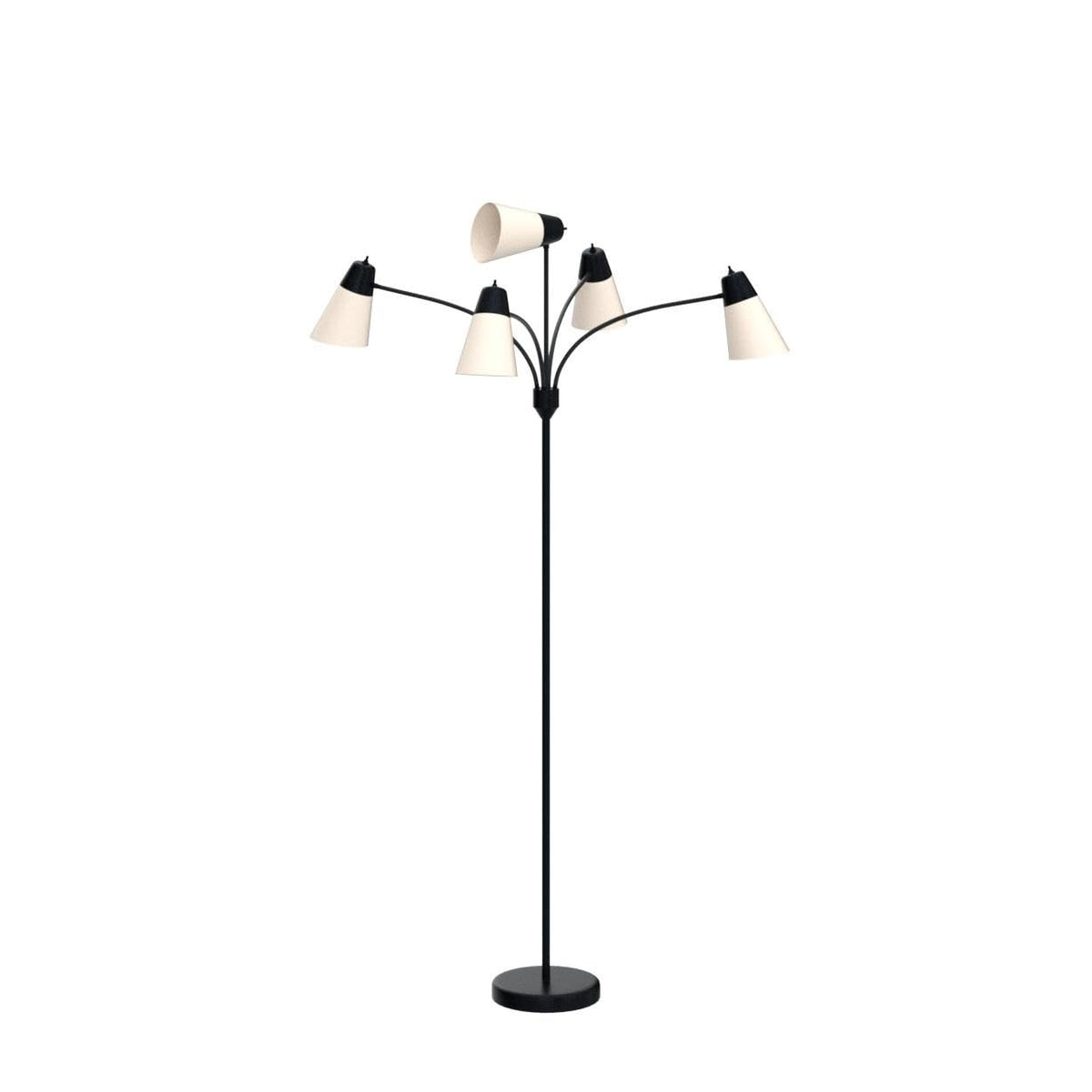 White shade set on the Medusa lamp for soft, task-focused light.
