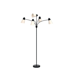 White shade set on the Medusa lamp for soft, task-focused light.