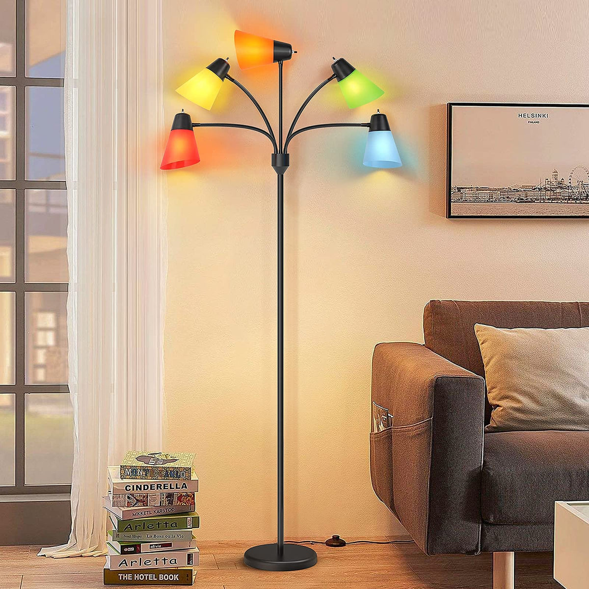 Medusa floor lamp in a living room setup for reading and tasks.