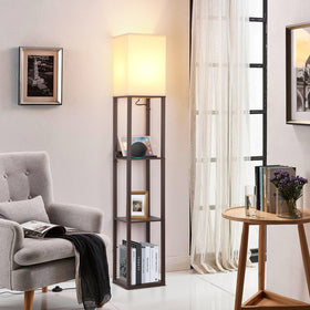FOLKSMATE modern wooden-frame floor lamp blends farmhouse style