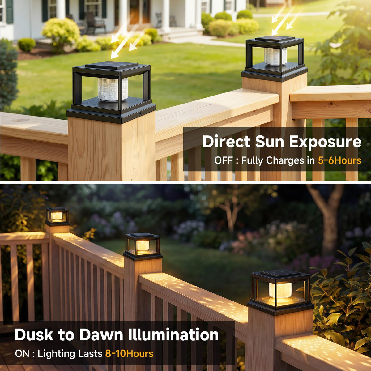 FOLKSMATE solar post cap light with IP44 waterproof housing in rain