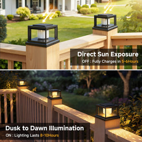 FOLKSMATE solar post cap light with IP44 waterproof housing in rain