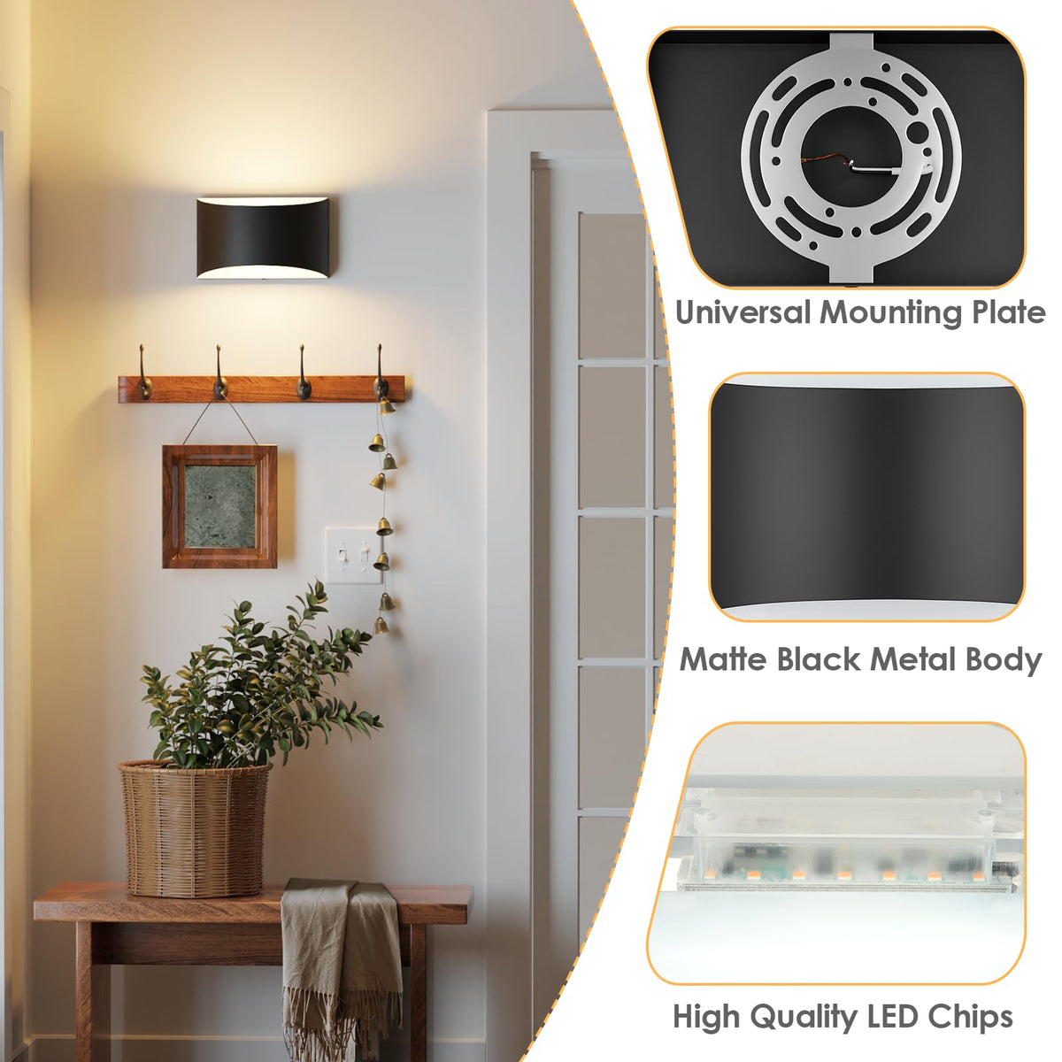 FOLKSMATE wall sconce hardwired installation ready for seamless integration